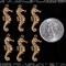 Antiqued Copper Plated Brass Two-Sided Sea Horse Charms - Set of Six - XXX - C-C108